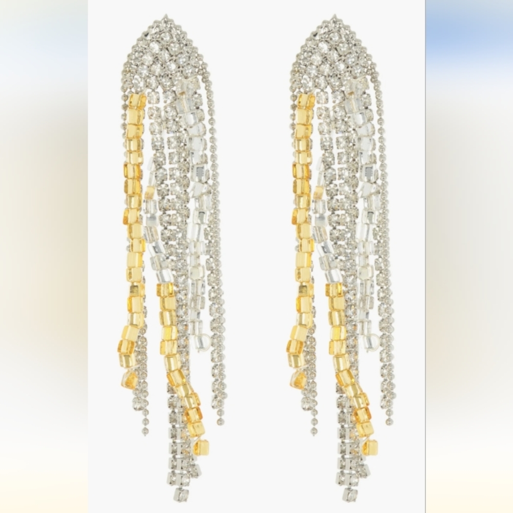 Nordstrom earrings, large dangling silver and gold color beaded